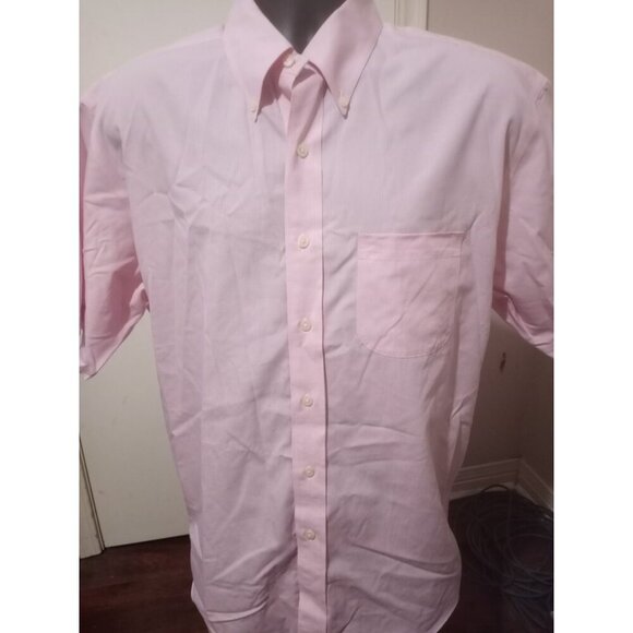 Brooks Brothers Sz L Traditional Fit Non-iron Short Sleeve Pink Button Up Shirt - Picture 1 of 12